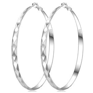 925 Sterling Stamp Hoop Earrings
